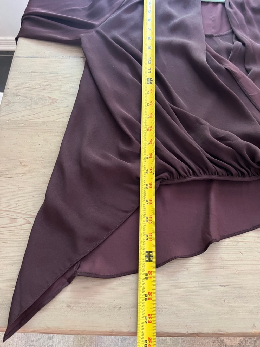 AllSaints Abi Long Sleeve Draped Asymmetrical Top in Port Purple. size 8. NWT. - Picture 11 of 12